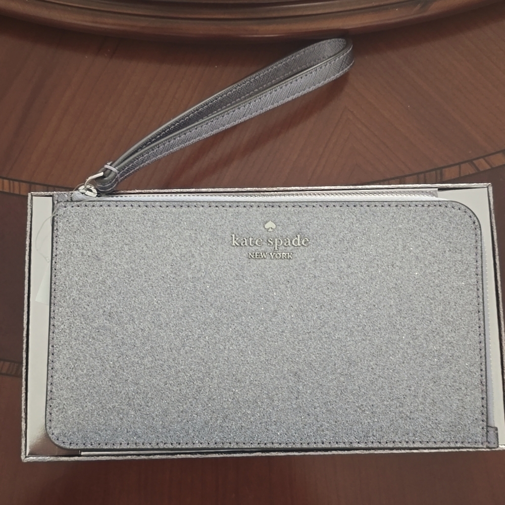 Kate Spade Lucy Glitter Medium L-Zip Wristlet